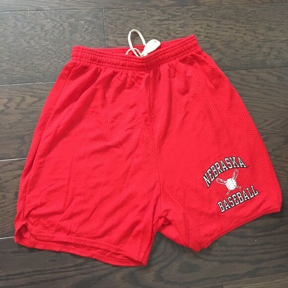 New Red vintage Nebraska Cornhuskers Baseball team practice Gym shorts retro XL - Picture 4 of 5